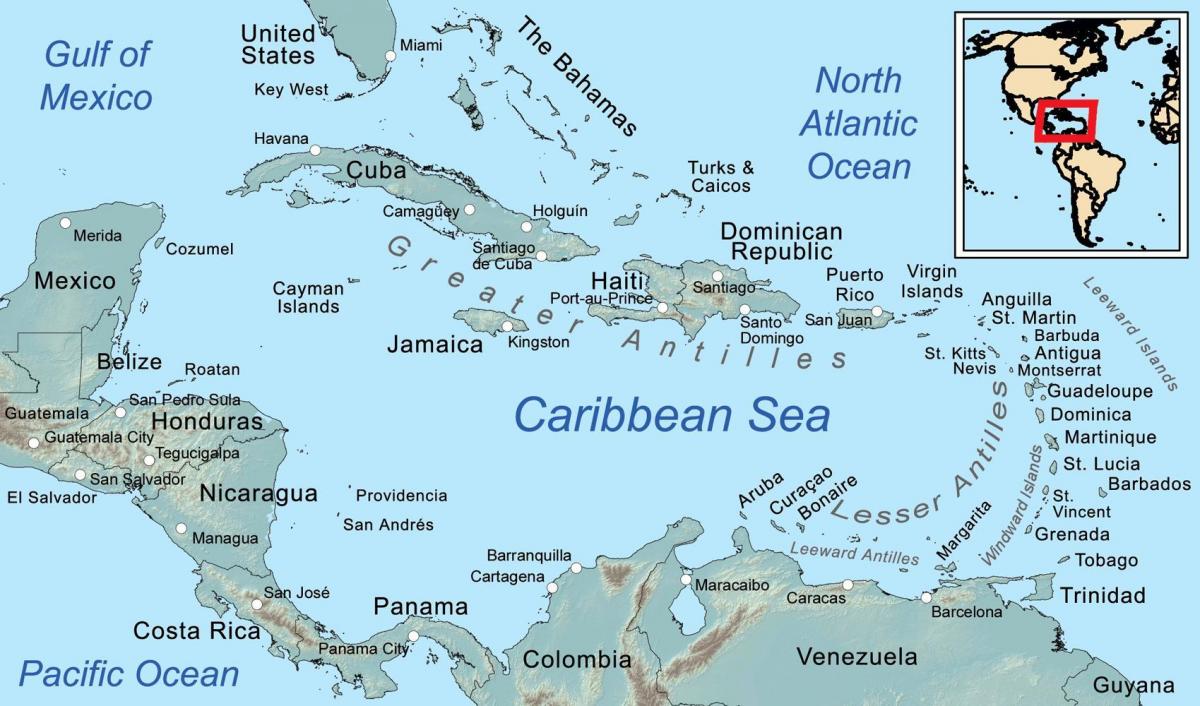 harta e Belize dhe përreth ishujve