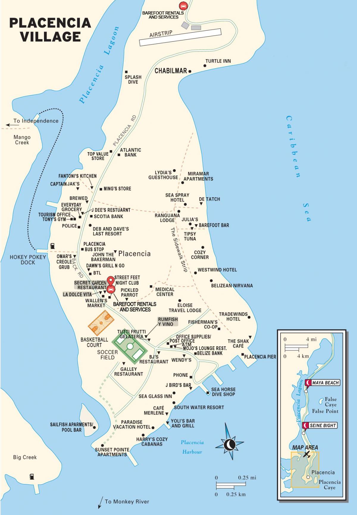 harta e placencia fshatin Belize