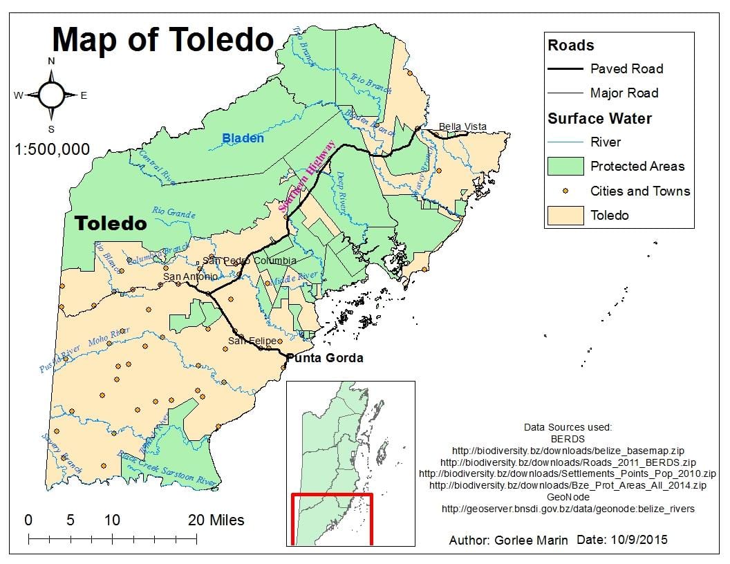 harta e toledo qarkut Belize