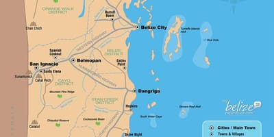 Harta e Belize turistik